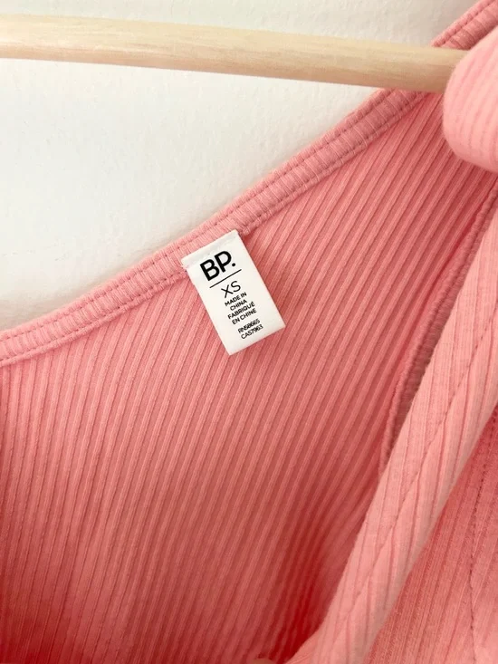 bp XS Ribbed Tie-Shoulder Tank Top - Light Pink - Picture 2 of 4